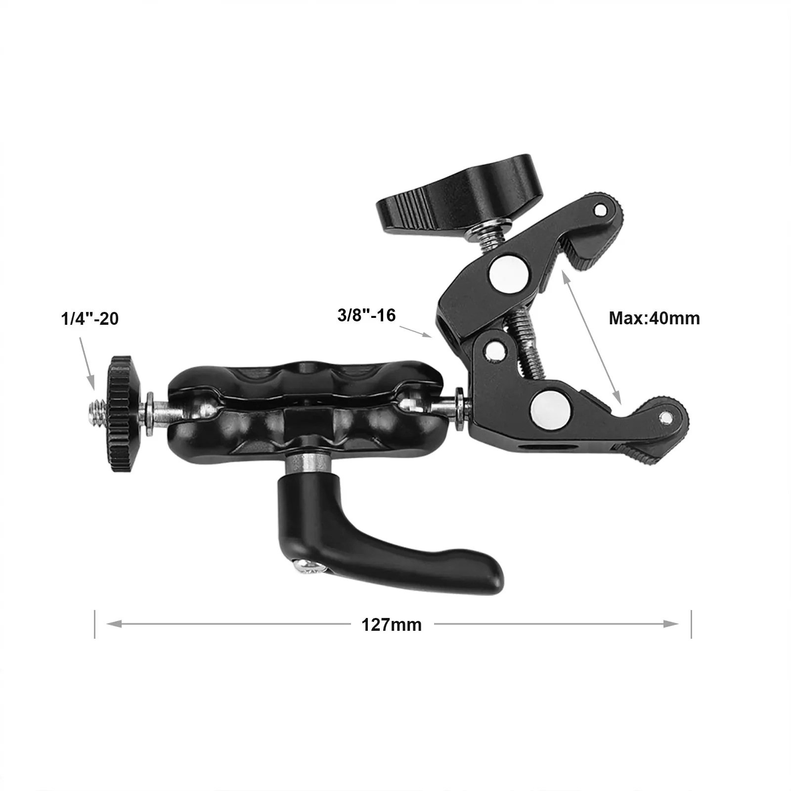 SZRIG Multi-Functional Ballhead Clamp Magic Arm Adapter With Bottom Clamp Super Robust Central Lock Knob For Universal Use