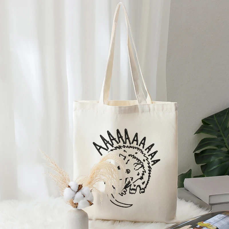 Gritando gambá padrão sacola de lona bolsa de ombro para viagens bolsa de compras reutilizável feminina para de volta às aulas meninas hangbag