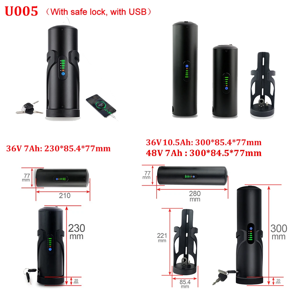 Flasche eBike Akku 36 V 10,5 Ah 48 V 7 Ah mit Marken 18650 Li-Ionen-Zellenpaket Bafang TSDZ2 750 W 500 W 350 W 250 W Mini-Batterien – Detail 2