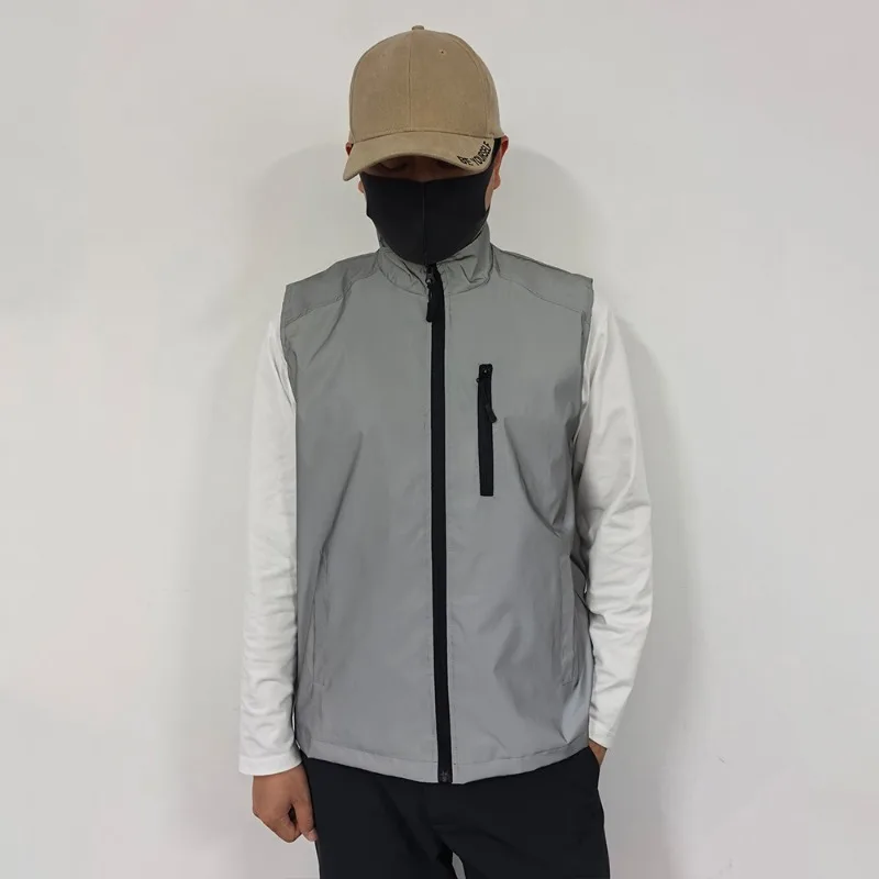 Nachtleuchtende Kleidung für Herren, leichte Weste mit Stehkragen, Frühling und Sommer, lässig, für Sport, Outdoor, Laufen, Radfahren, ärmellose Jacke – Detail 7