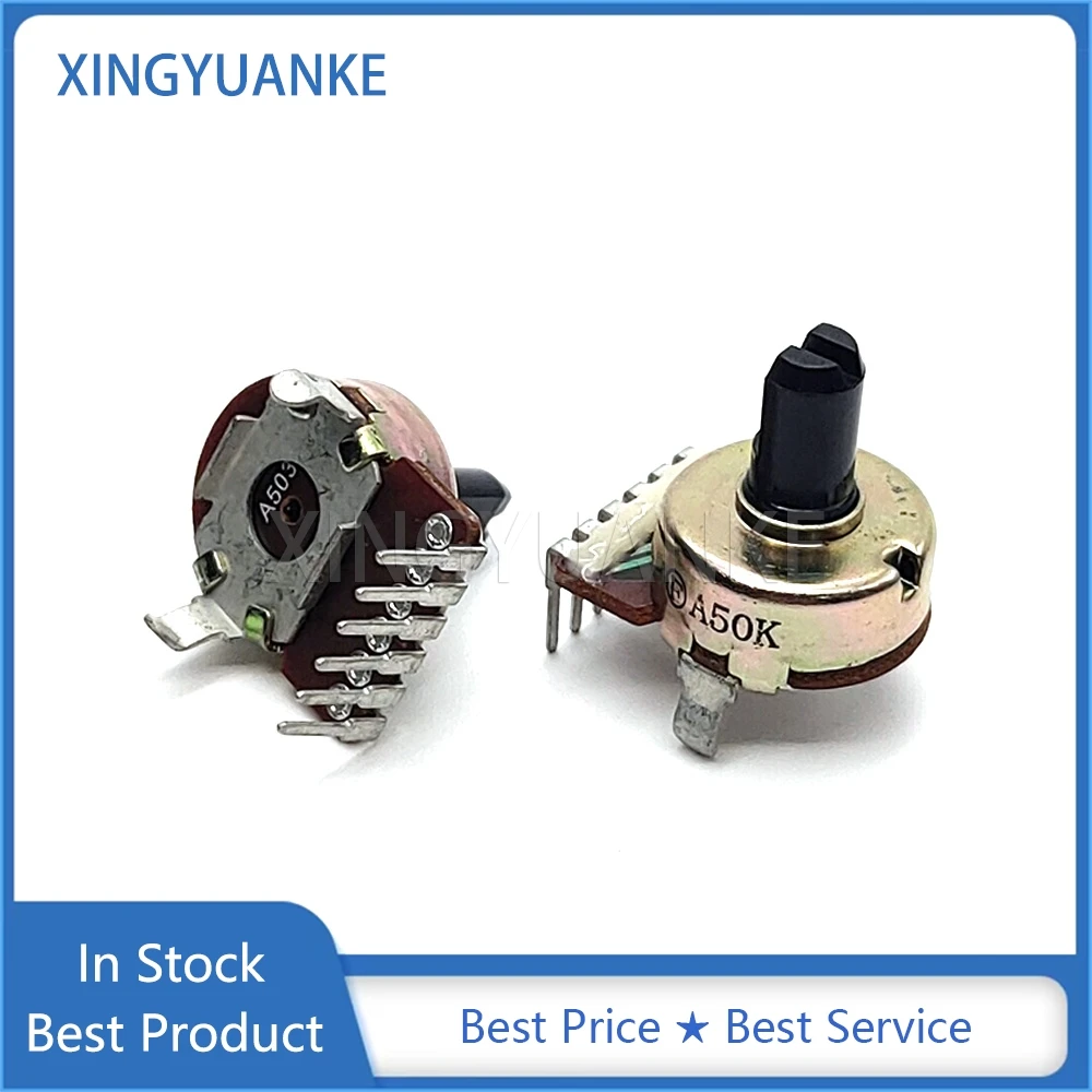 2PCS 161 Type Double Vertical B10K A50K Power Amplifier Audio Volume Potentiometer B103 A503 6-Pin D Shaft Length 10MM