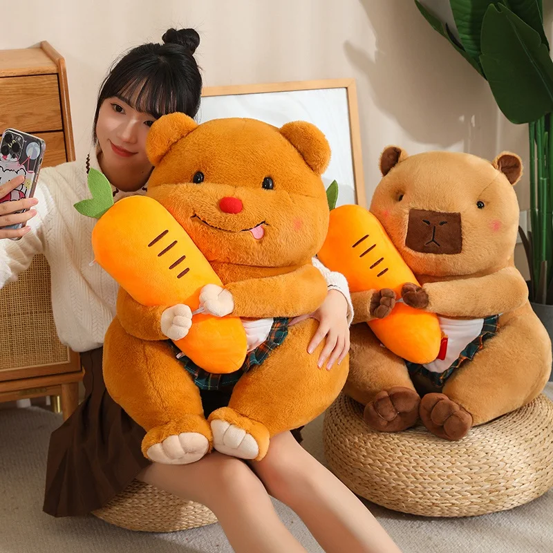 55cm New Styles Eat Capybara Plush Toys Doll Change Waist Pillow Stuffed Soft Animal Cushion Creative Girlfriend Gifts