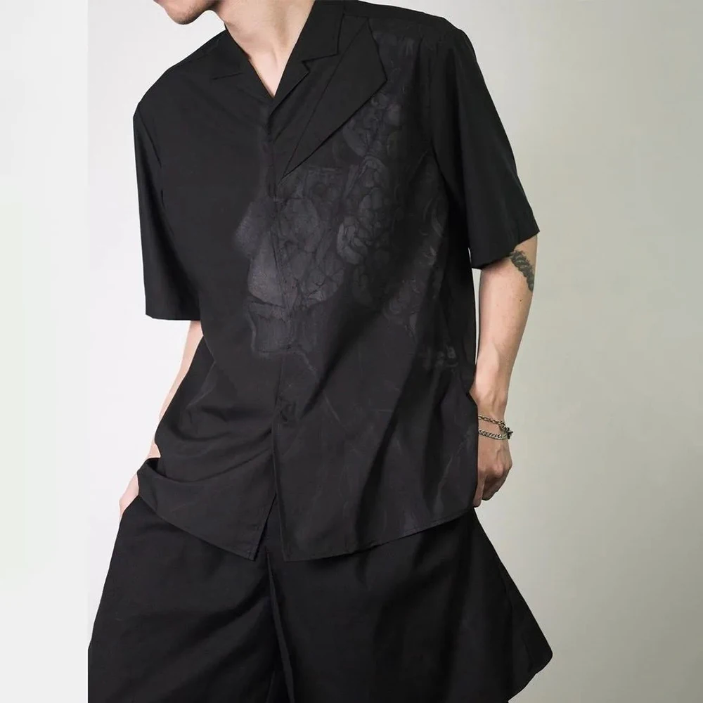 

2025 Summer New Men's Solid Color Short Sleeve Shirt Chinese Retro Fashion Trend Loose Casual Breathable Niche Men's Tops