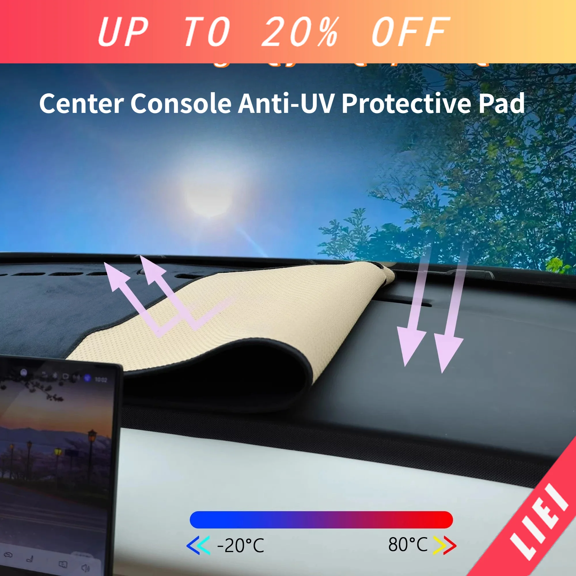 LIEI Dashboard Sun Shade Mat for 2026 Changan Qiyuan Q05/NEVO Q05,Center Console Anti-UV Protective Pad Car Interior Accessories