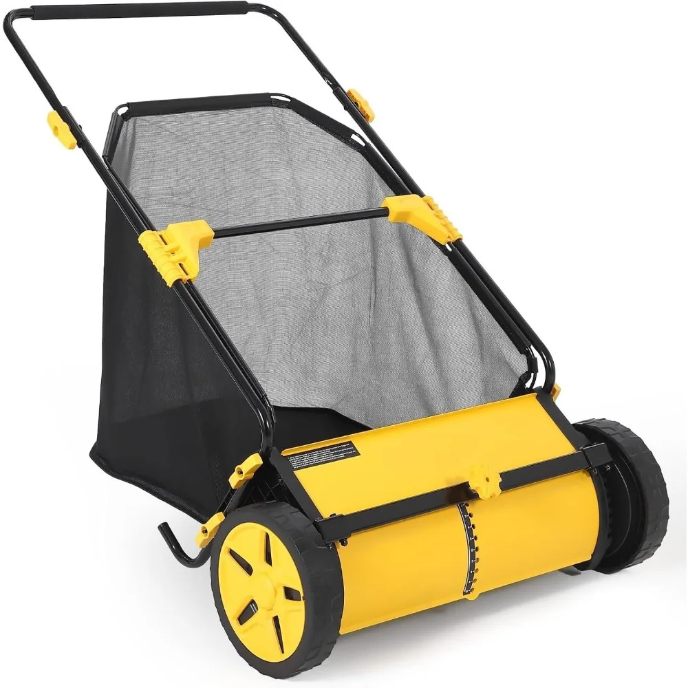 Manual leaf collector with 3.5 Cu.ft. Mesh Collection Bag Multifunctional leaf lawn collector Hand push sweeper Cleaning tool Cleaning