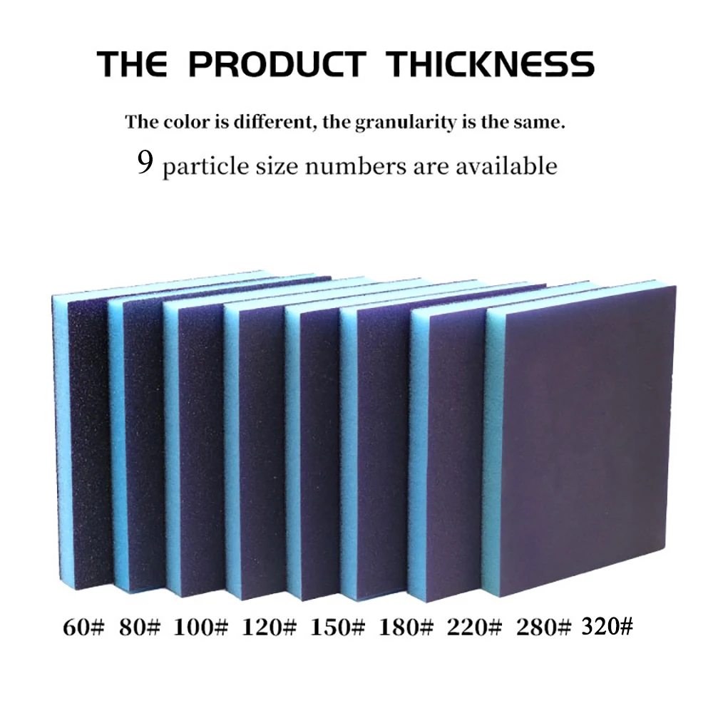 Esponja de lijado de grano 60-320, bloques de lijado en seco y húmedo lavables y reutilizables para herramienta abrasiva de Pulido de madera y Metal, 6 uds., 120x11x12mm