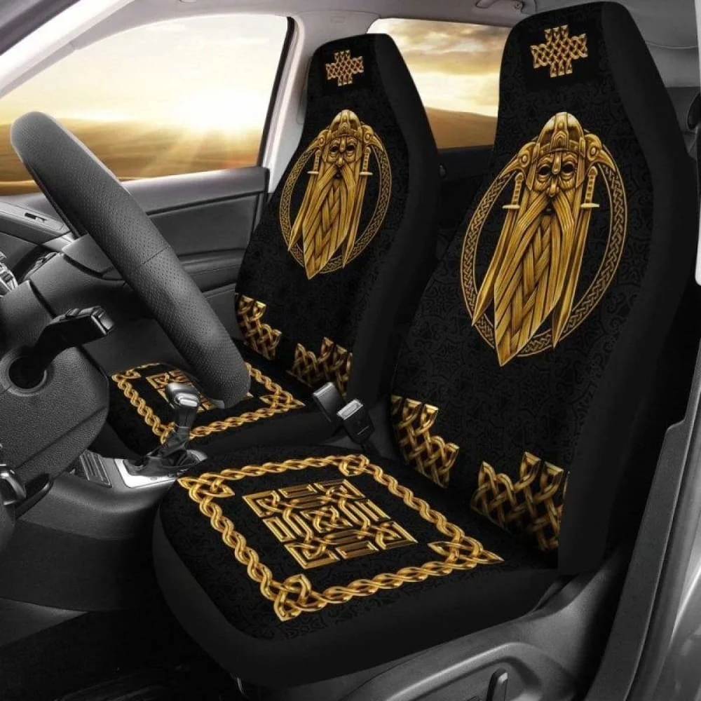 Viking Golden God Odin Car Seat Covers,Pack of 2 Universal Front Seat Protective Cover