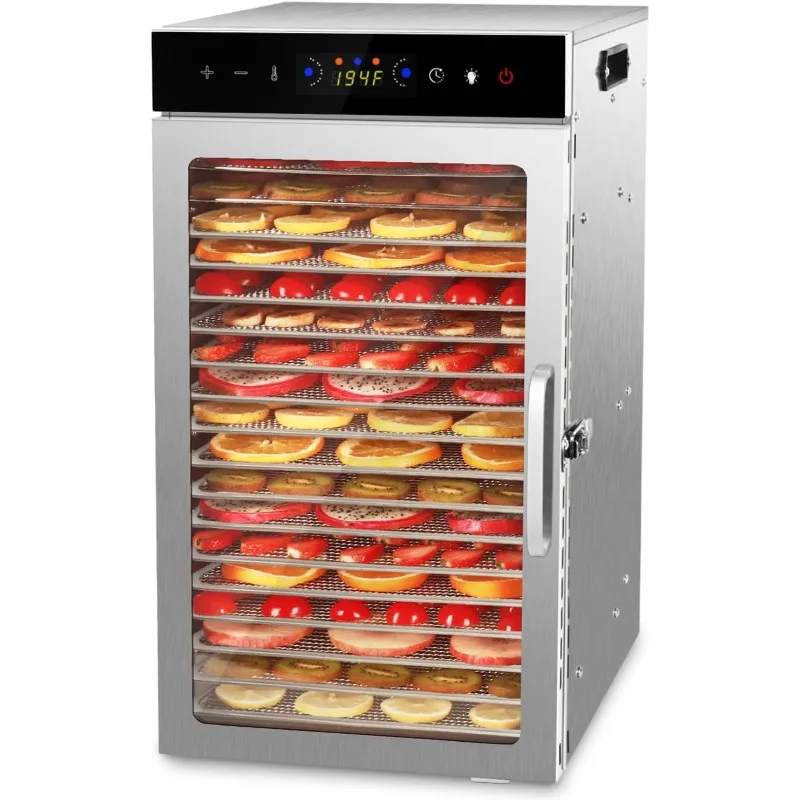 

Food Dehydrator Machine 800W 18 Trays Stainless Steel Food Dehydrated Dryer with 24H Timer Touch-Control LED Display Over Heat