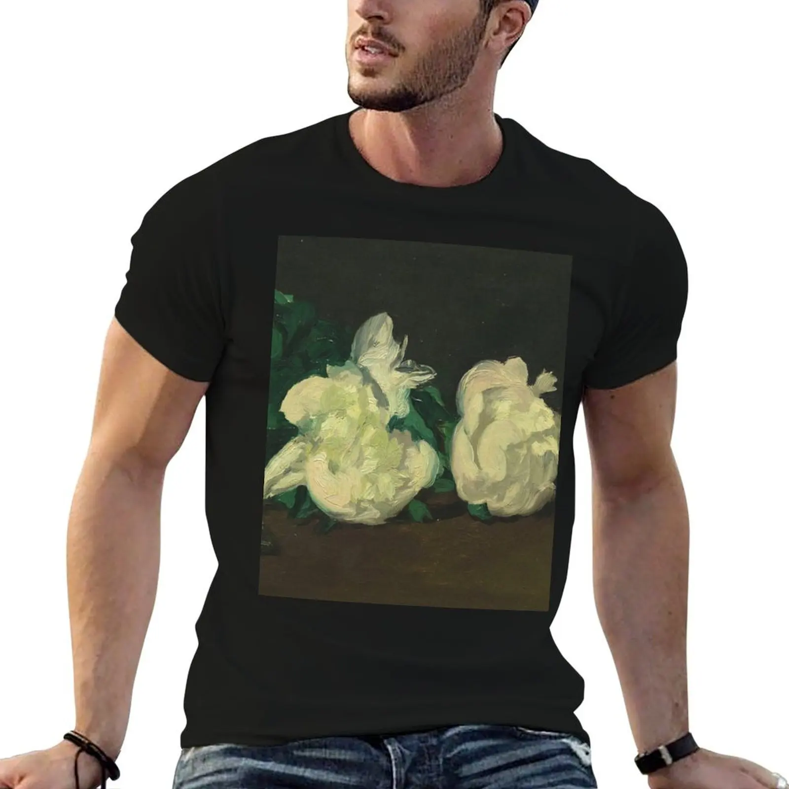 Edouard Manet Branch of white peonies and shears, 1864 Print T-Shirt vintage anime shirt anime figures mens fashion