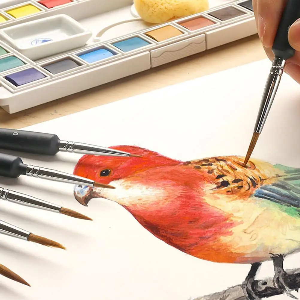 10Pcs Professional Paint Brushes Set Fine Painting Tools Oil Watercolor Brushes Practical Wooden Handle