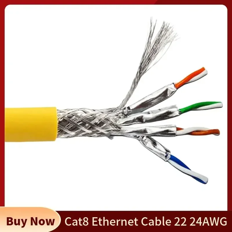 Kabel Ethernet Cat8 RJ45 CAT 8 przewód sieciowy 40G S/FTP podwójna osłona 22AWG 24AWG miedź beztlenowa Cabo De Rede Internet