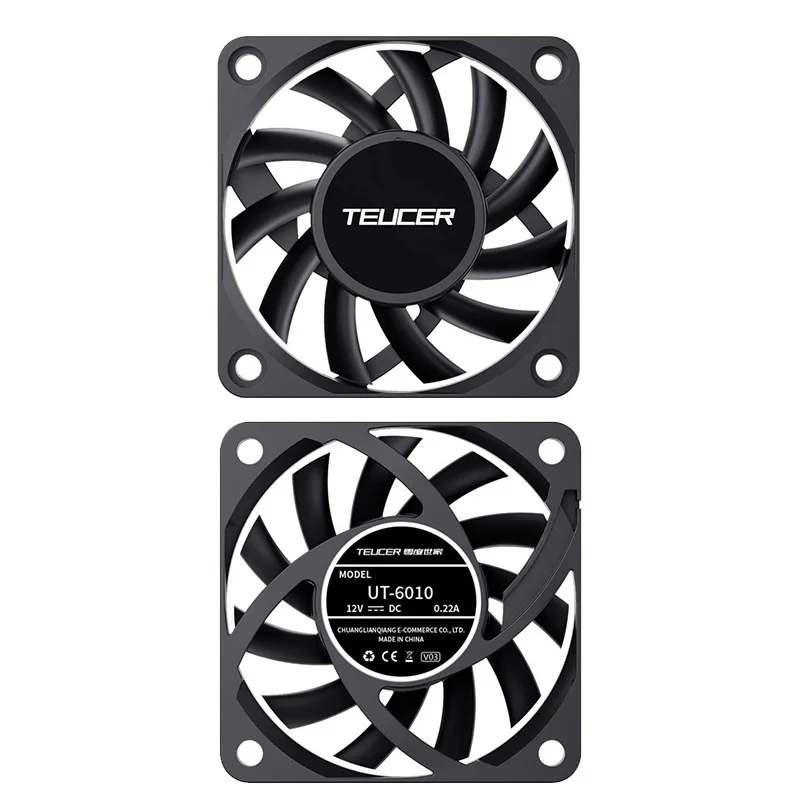 TEUCER UT-6010 6 cm Ultra Dunne Koelventilator 12 V 4PIN PWM Stille Grote Uitlaat Volume Ontwerp 10mm Dikte PC Case Fan Voor Gamer