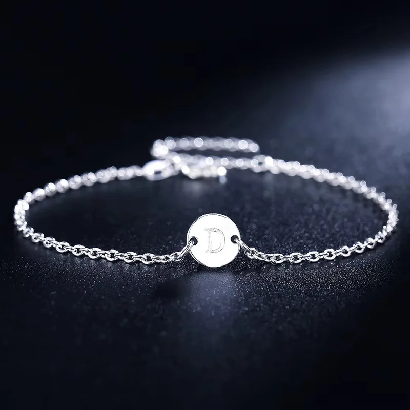 New trend 925 sterling Silver 25 letter cards Chain Bracelets for Women Fashion wedding Party fine Jewelry Christmas Gifts