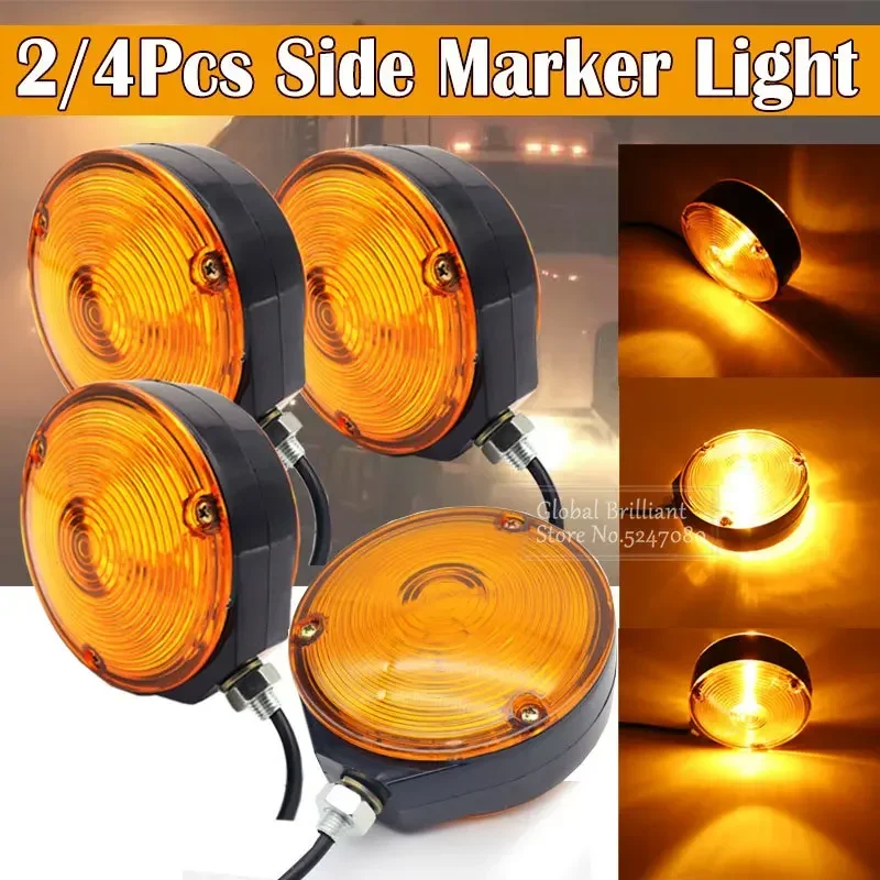 2/4pcs Car Truck Lollipop Earring Amber Orange Mirror Side Maker Light Lamp 12V 24V For RV Caravan Van Lorry Trailer