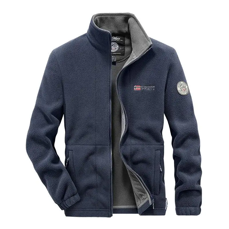 

Мужская хлопковая куртка 2025 года, новая, с начесом, свободного кроя, повседневная, для активного отдыха, теплая, двусторонняя, с декоративной молнией из полиэфирного волокна