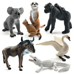 White Crocodile Panda Chimpanzee wildebeest Koala Deer Swan animal model figurine home decor fairy garden decoration accessories