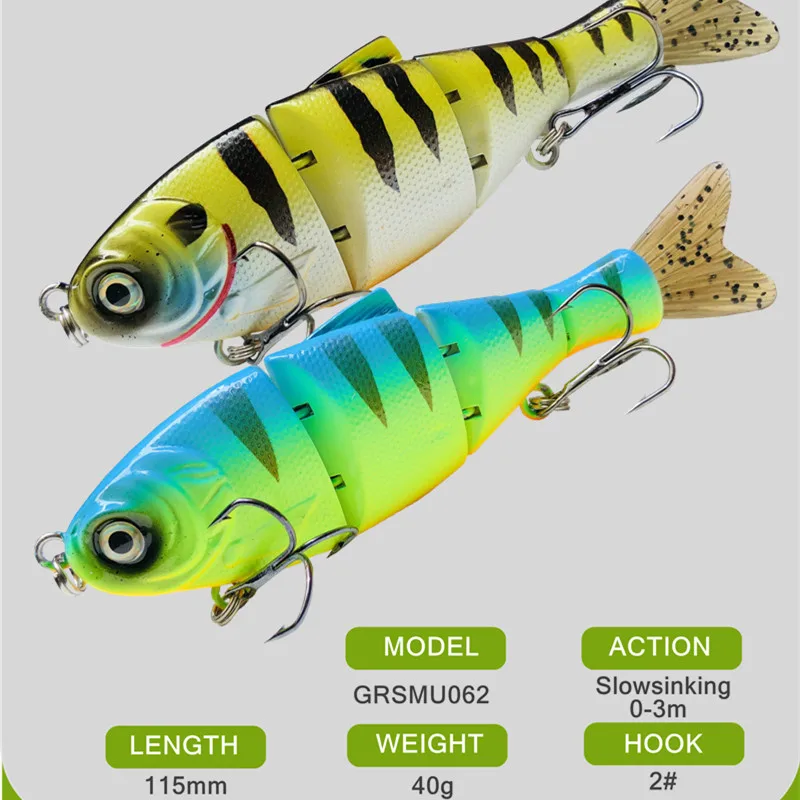 GREENSPIDER New Lure Jointed Bait 115mm/40g Swimbait Fishing Lures Hard Body Sinking Bass Pike Fishing Bait Tackle