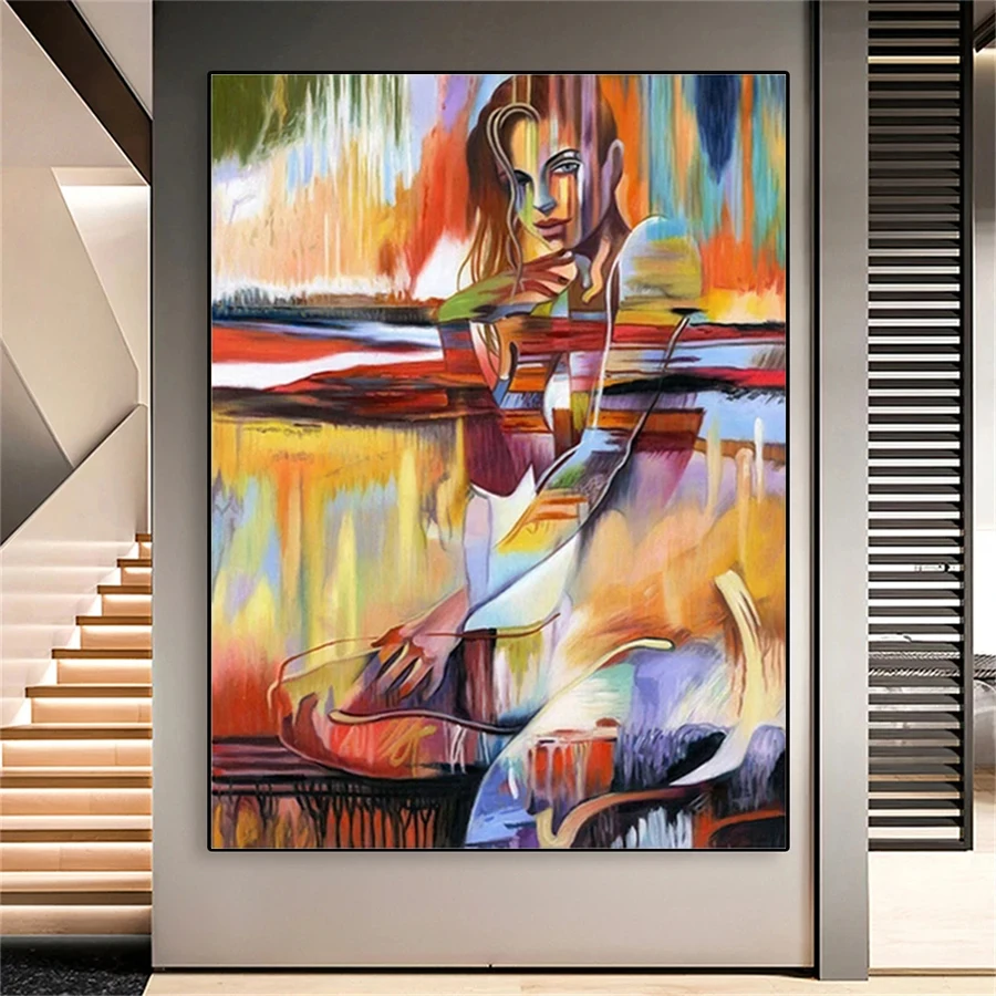 

5D Алмазная вышивка картина современная красочная абстрактная женская художественная алмазная живопись мозаика вышивка крестиком подарок ручной работы