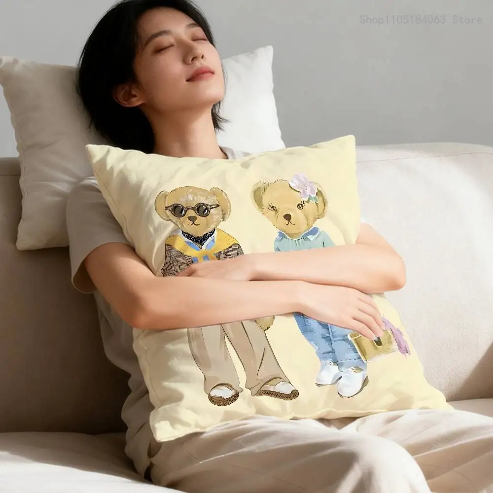 Fashion Bear Throw Pillow Case For 55x55cm 40x40cm 45x45cm 50x50cm 30x30cm Square Office Pillowship Cover