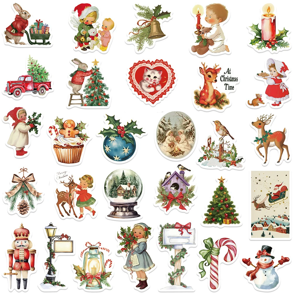 10/30/50 個ロマンチックなクリスマス漫画ステッカーレトロ美的アート落書きステッカー水筒電話ラップトップデカール卸売