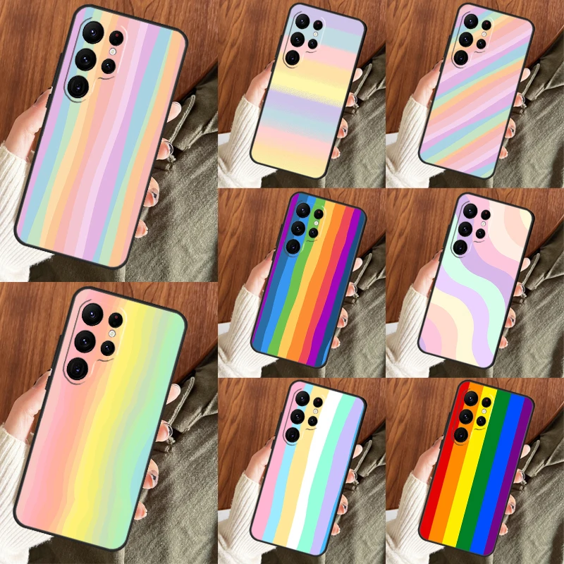 Colorful Rainbow Stripe Case For Samsung Galaxy S20 FE S21 FE S22 S23 Ultra S8 S9 S10 Plus Note 10 20 Ultra Coque