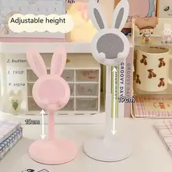 Pink Phone Holder Desktop Cell Phone Stand For iPhone 13 14 Smartphone Adjustable Lovely Rabbit Cartoon Table Support