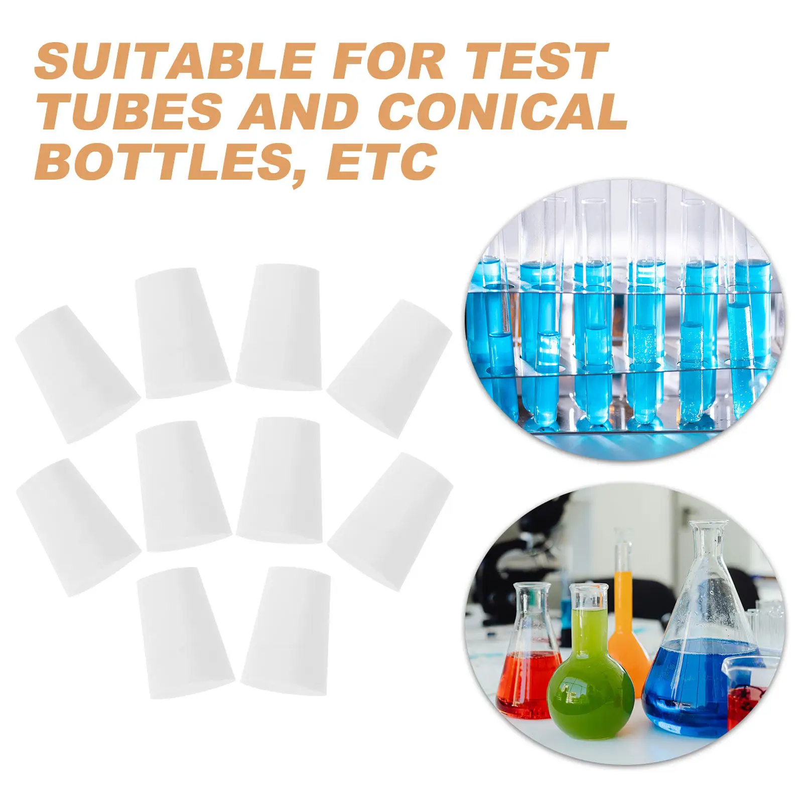 Rubber Test Tube Stoppers 10Pcs Laboratory Flask Plugs for Conical Flasks Secure Sealing - view 5