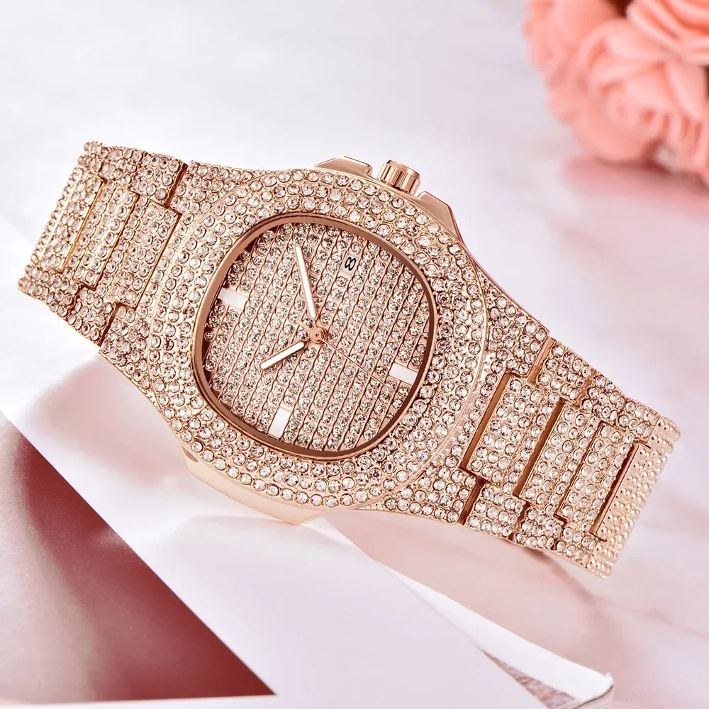 Men's Hip Hop Brand Watch Man Fashion Diamond Date Quartz Watch