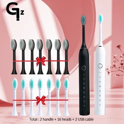 GeZhou New upgrade Sonic Electric Toothbrush Rechargeable IPX7 Waterproof 18 Mode Travel Toothbrush with 8 Brush Head best gift