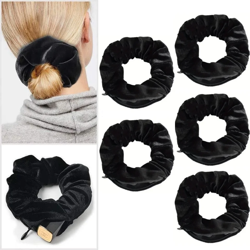 

Velvet Hair Scrunchie Soft Elastic Hair Tie Hidden Safe Sight Secret Hair Rope Key Cash Jewelry Storage Case for Travel Outdoor