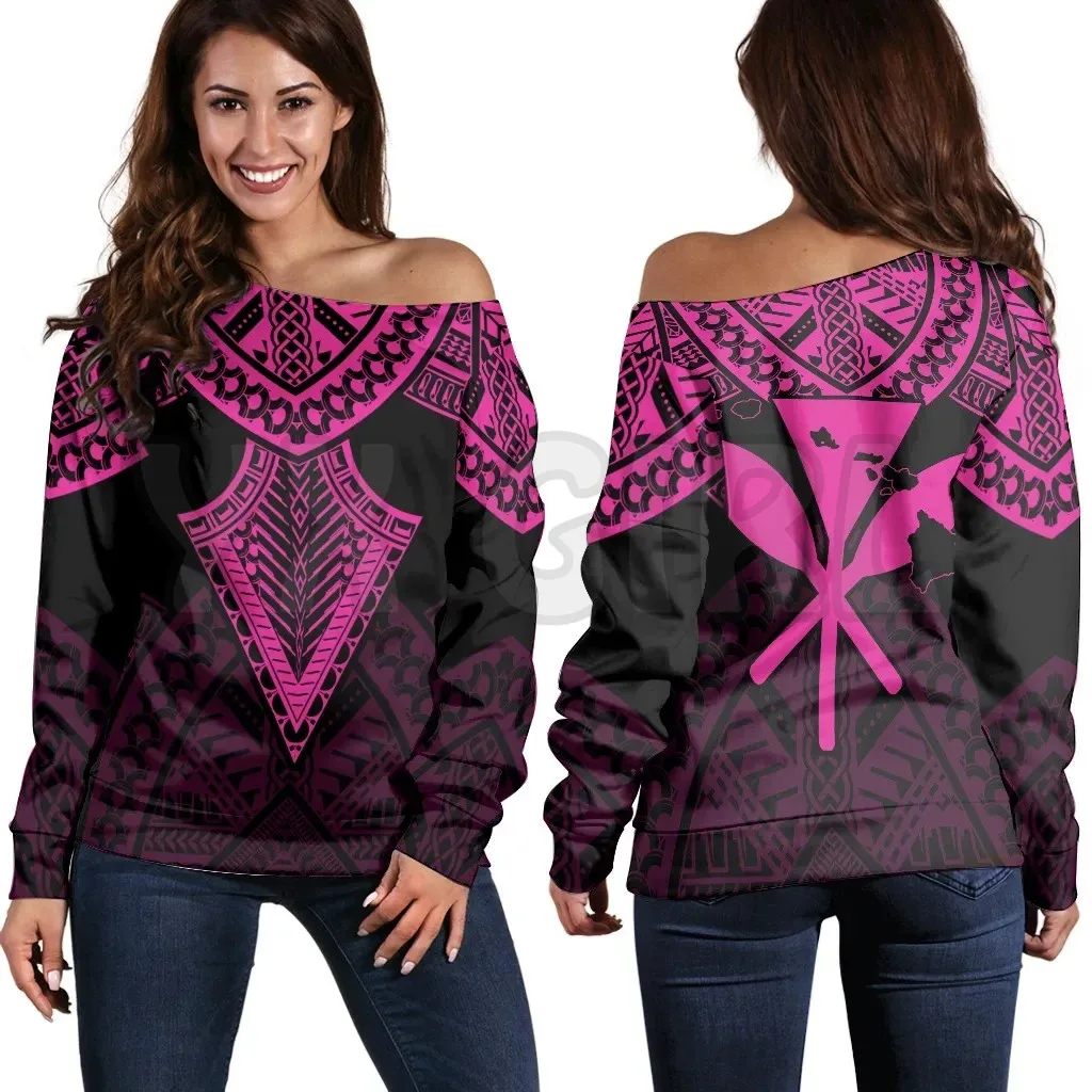 YX GIRL  Hawaii Polynesian Limited   3D Printed Novelty Women Casual Long Sleeve Sweater Pullover