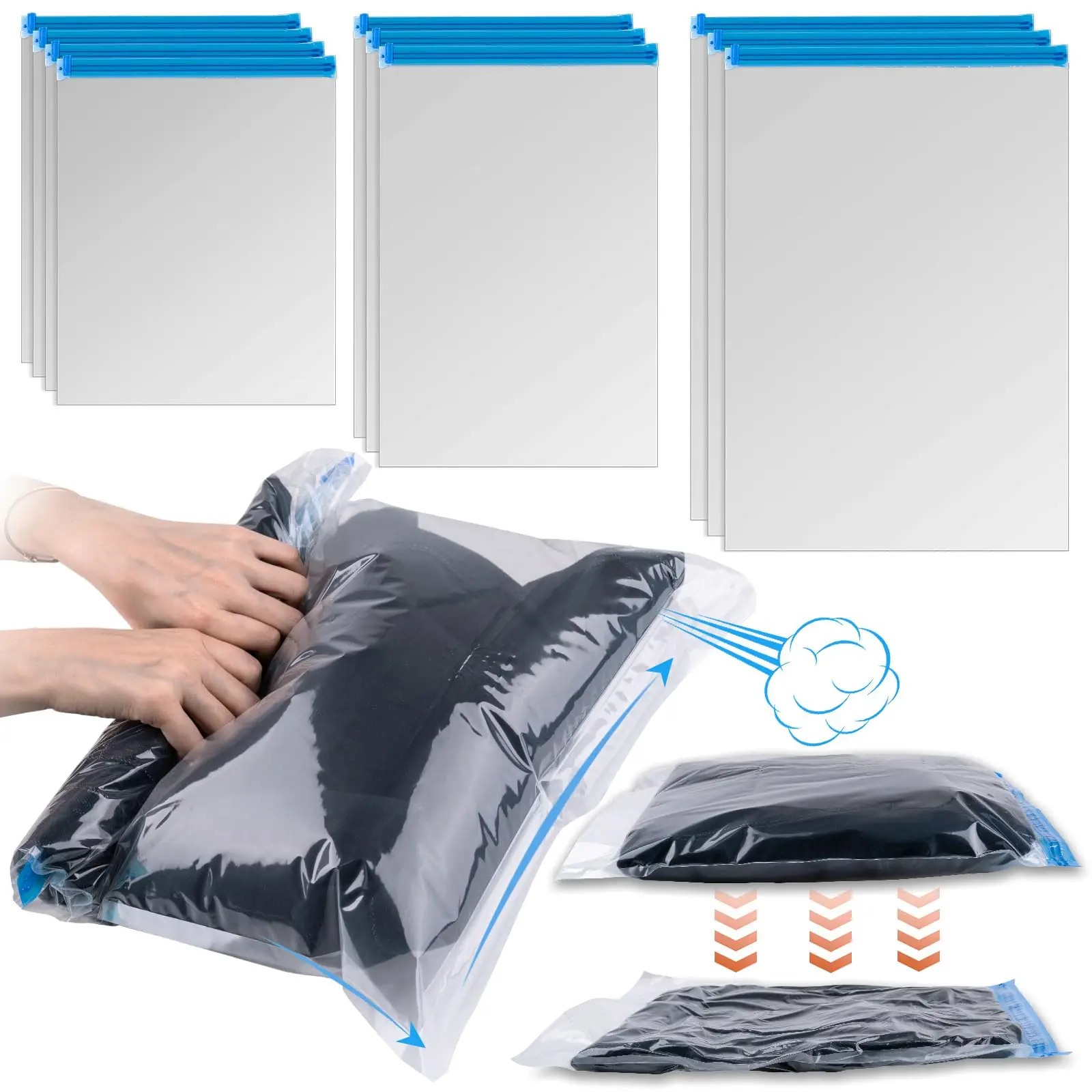 Kompressionsbeutel für Reiseutensilien, platzsparende Beutel in 3 Größen, aufrollbare Vakuumverpackung für Kleidung, Aufbewahrungsbeutel, Organizer
