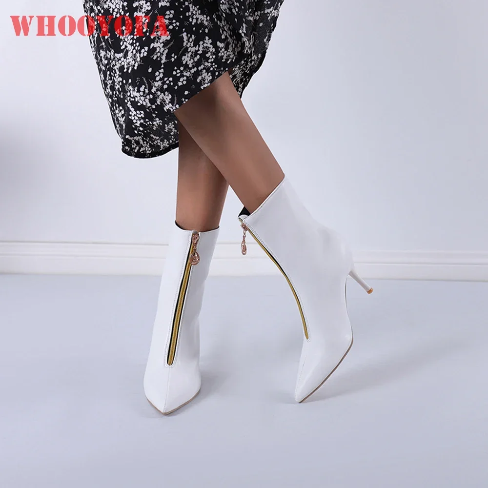 

Совершенно новые модные белые, черные женские ботинки телесного цвета до середины икры для взрослых, 3-дюймовые женские формальные туфли на высоком каблуке, большой размер 11 43 45 47