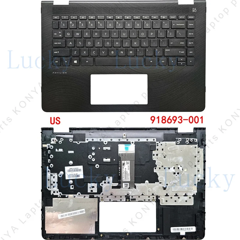 Z+  New For HP Pavilion X360 14-BA TPN-W125 Laptop Palmrest Upper Cover Keyboard