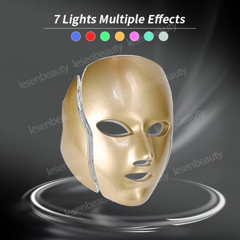 7 Colors Light LED Facial Mask with Neck Face Care Treatment Beauty Anti Acne Therapy Face Whitening Skin Rejuvenation Machine