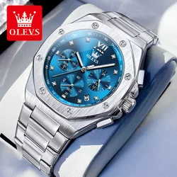 OLEVS 2024 New Men Watches Original Busines Stainless Steel Waterproof Chronograph Quartz Wrist Watch for Men Fashion Man Watch