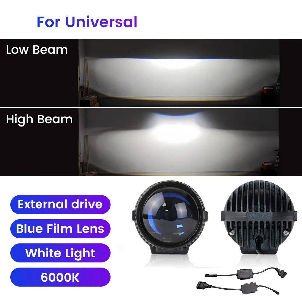 

For Toyota 2.0 Inch Mini Projector Lens Bi LED Fog Lamp CSP Chip Yellow Light 3000K Led Fog Light Headlight