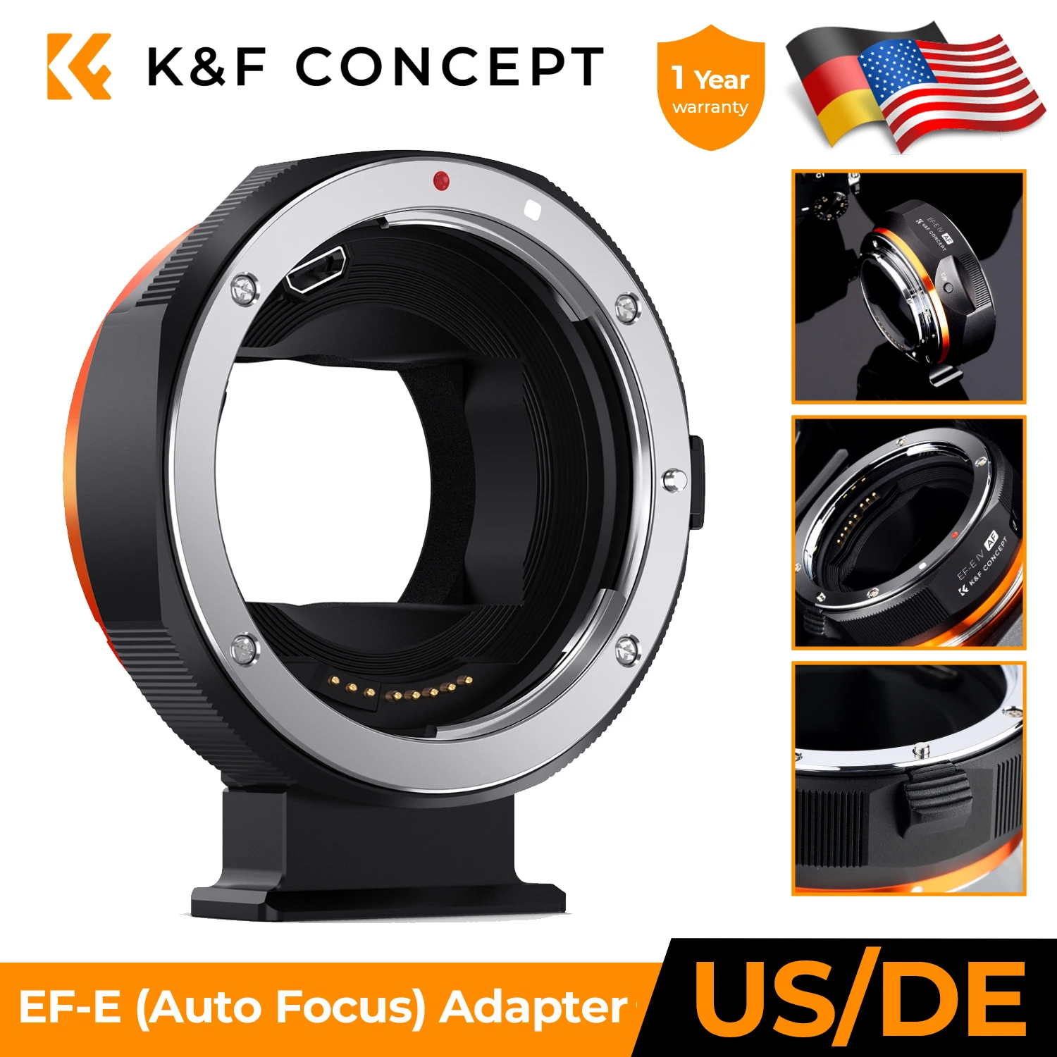 K&F CONCEPT EF-E EF EF-S Lens to NEX FE E Mount Camera Auto Focus Adapter Ring For Canon EF Lens to Sony E NEX FE Camera Adapter