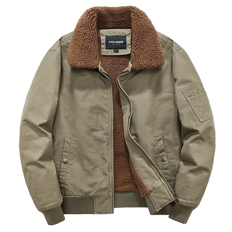 Men Washed Cotton Parkas Winter Thick Fleece Cargo New Jackets Men's Pure Cotton Coats Winter Thickened Velvet Male Clothes