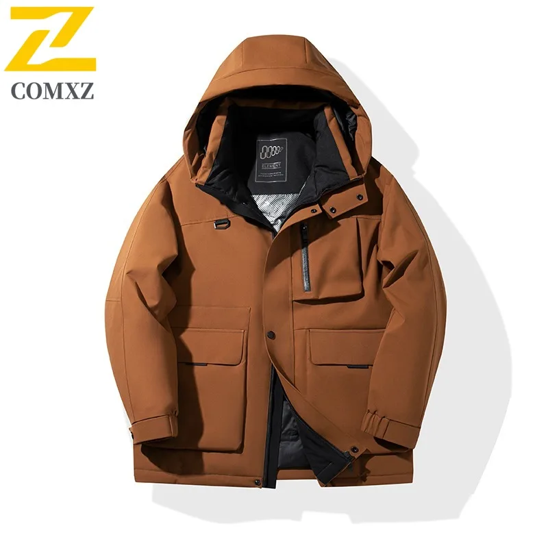 COMXZ الرجال الحشو معطف متعدد جيب تسلق مقاوم للماء الدافئة في الهواء الطلق القطن وسادة مبطنة فضفاضة إكسبيديشن الثلوج سترات منتفخة