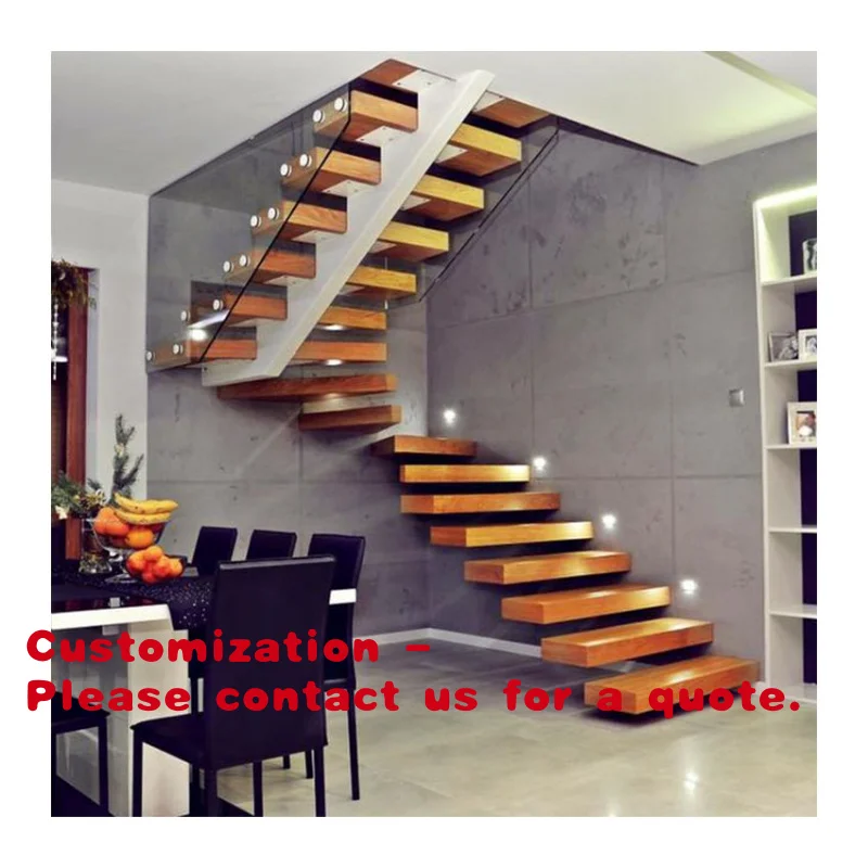 

Customize.Floating Custom Wood Stair Treads Made From Light Wood