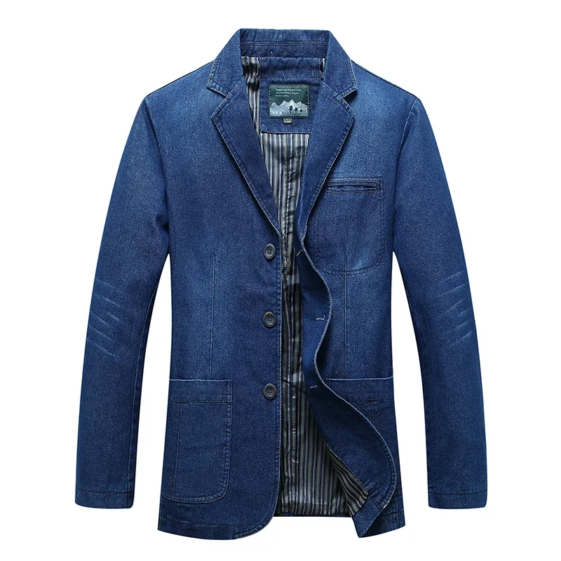 

Spring New Men Fashionable Warm Jacket Slim Fit Coat V-neck Denim Men's Jacket Workwear Denim Coat Casual Men's Business Jacket