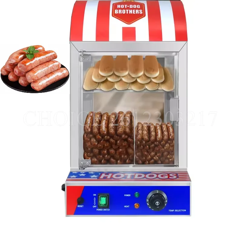 Commercial Hot Dog Insulation Cabinet Heated Display Cabinet Food Warming Showcase Electric Hot Dog Steamer Machine