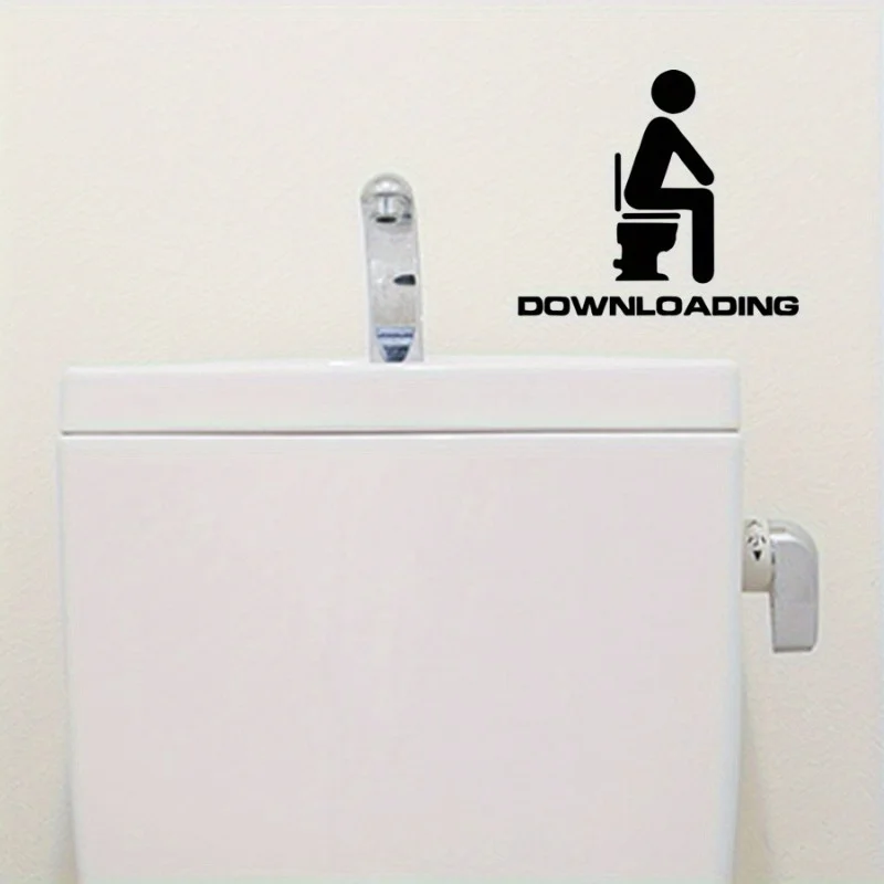 1pc Downloading English Toilet Stickers Removable Toilet Home Wall Stickers,Toilet Stickers,Toilet Decoration, Restroom Decor