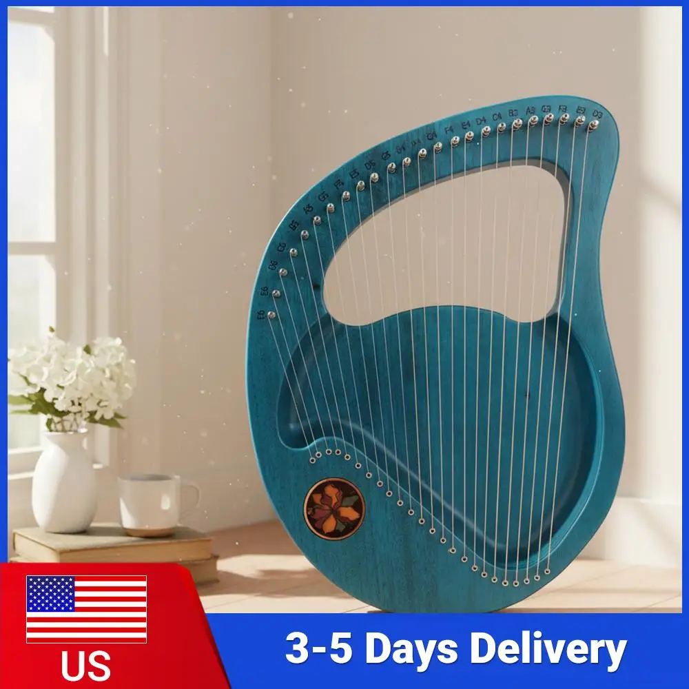 

Portable Solid Mahogany Harp with Tuning Wrench Wooden Lyre Harp Spare String Set Suitable for Beginners And Music Enthusiasts