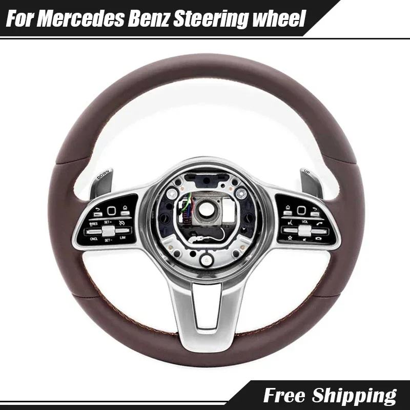 Leather Steering Wheel for Mercedes Benz CLS GLC GLE GLS GLA CLA GLK W204 W205 W206 W213 C63 E63 G55 G500 W212 W463 Auto Parts