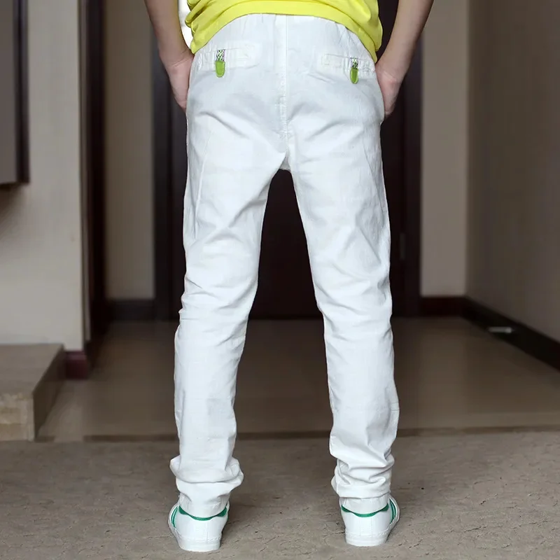 

Женские повседневные однотонные Прямые хлопковые брюки для мальчиков, Новинка лета-весны 2024, удобные детские брюки с эластичным поясом, высокое качество