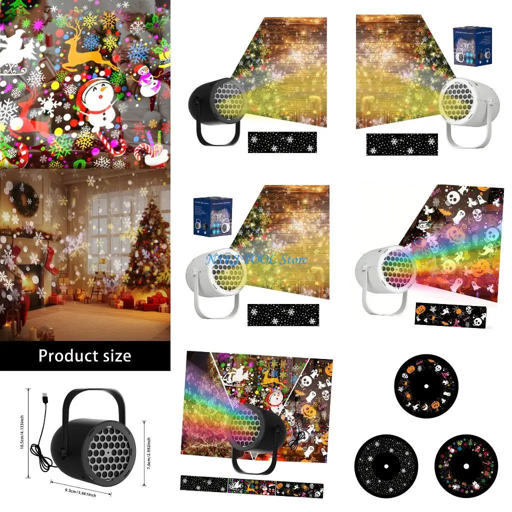 

L8RC Фестивальная атмосфера Проектор с питанием от USB с несколькими узорами Праздничное настроение