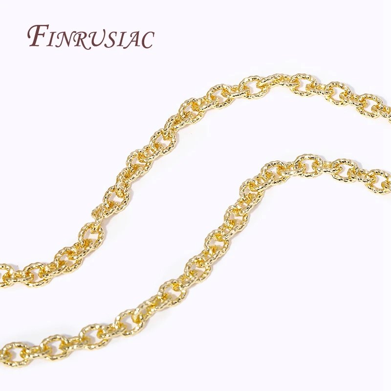 High Quality Spool Chains DIY Jewelry Findings 4.7MMX6MM 18K Gold Plated Metal Textured Cable O Shape Chain For Making Jewelry