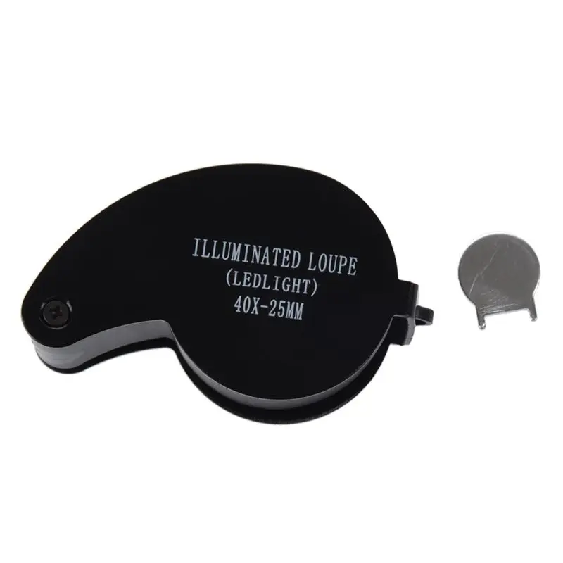 VEHO-3Pcs 40X 25Mm Eyes Optical Glass Loupe Magnifier Magnifying LED Light